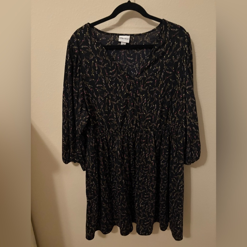 Ava & Viv Black Floral Long Sleeve Dress